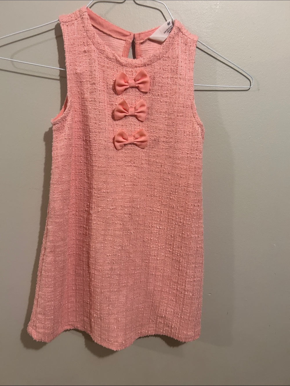 H&M Coral Pink Sleeveless Bow-Front A-Line Dress